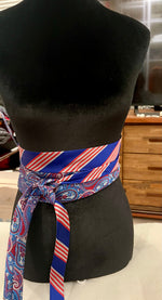Load image into Gallery viewer, Pia Obi Belts | Royal Blue &amp; Bordeaux Paisley
One of a Kind | Upcycled in Malibu
