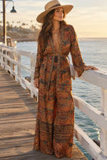 Load image into Gallery viewer, One-of-a-Kind Vintage Silk Kimono Robe Top &amp; Wide-Leg Pant Set | Upcycled Resort Wear
