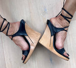 Load image into Gallery viewer, Tony K Wood Architectural Wedge Sandal
