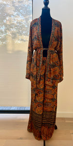 Load image into Gallery viewer, One-of-a-Kind Vintage Silk Kimono Robe Top &amp; Wide-Leg Pant Set | Upcycled Resort Wear
