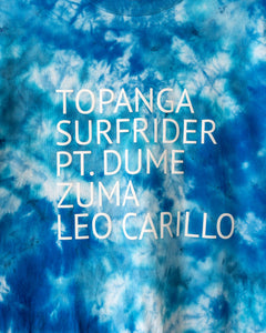 "Topanga, Surfrider, PT. Dume, Zuma, Leo Carrillo” Comfy 100% Cotton Crewneck T-Shirt