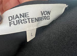 Load image into Gallery viewer, Diane von Furstenberg black V-neck, button-down shirt dress with waist tie.  
