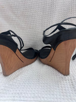 Load image into Gallery viewer, Tony K Wood Architectural Wedge Sandal

