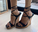 Load image into Gallery viewer, Tony K Wood Architectural Wedge Sandal
