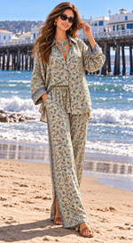 Load image into Gallery viewer, One-of-a-Kind Vintage Silk Leisure Set | Upcycled Resort Wear |
