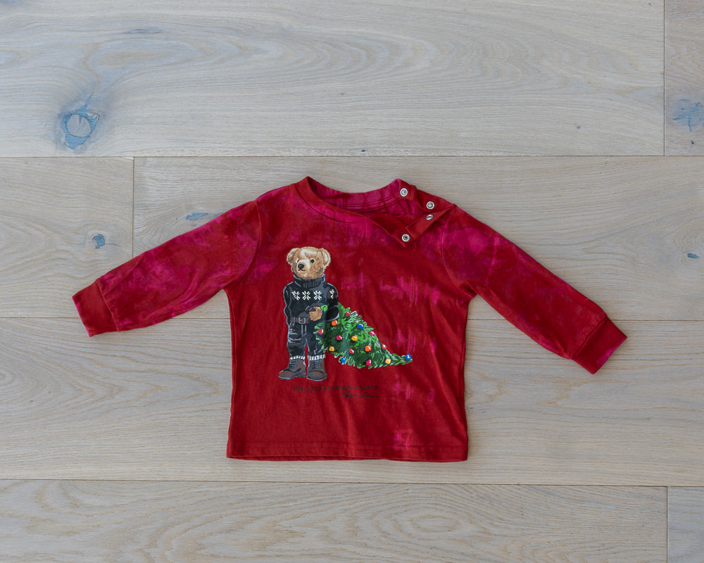 Polo Bear by Ralph Lauren Christmas long sleeve shirt with easy snaps