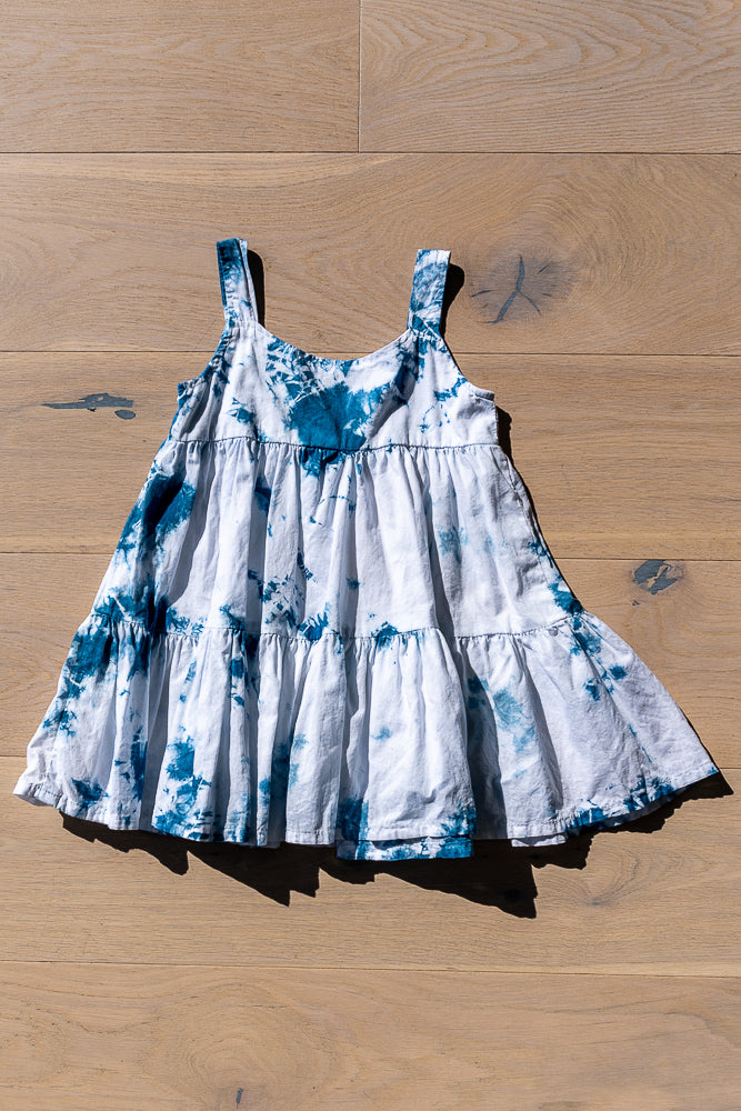 White & Blue Garden Dress 4T