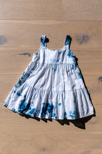 White & Blue Garden Dress 4T