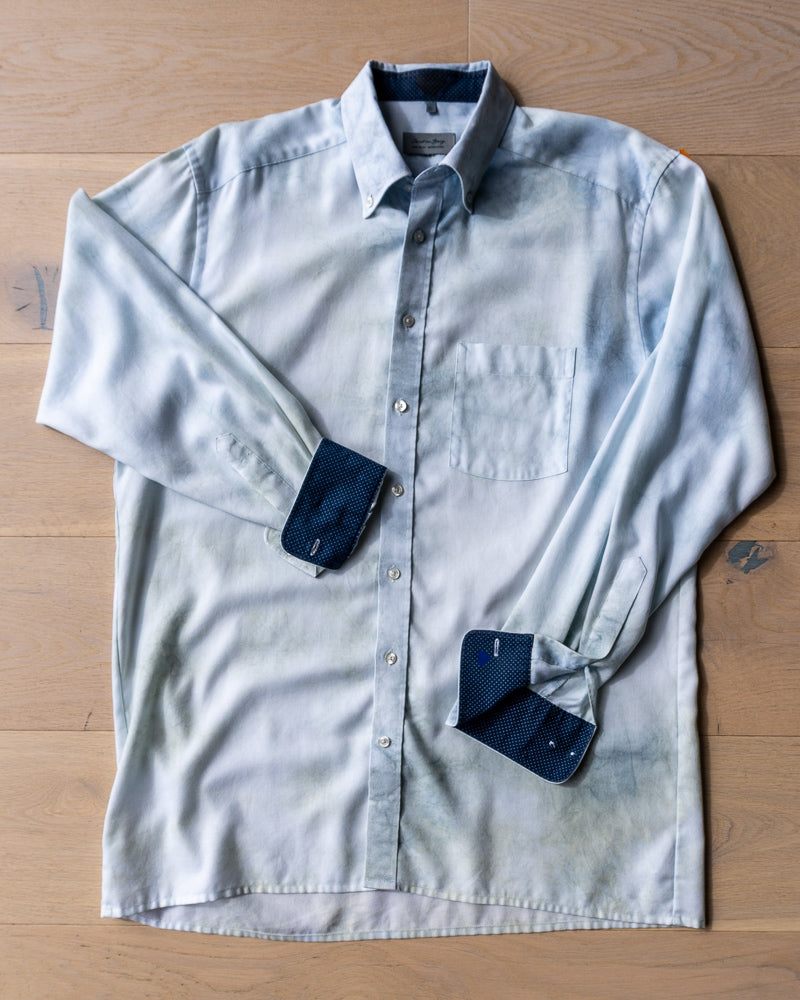 "Got the Blues"  Upcycled Button Down Shirt