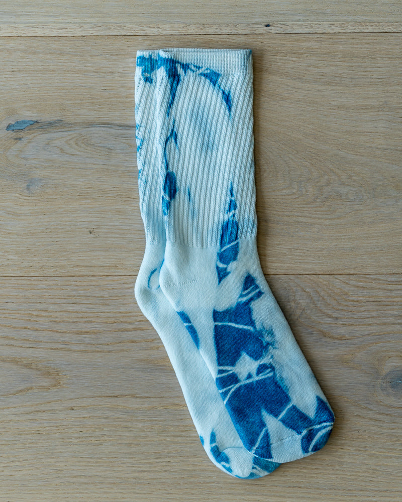 "Broken Clouds" Indigo Crew Sock