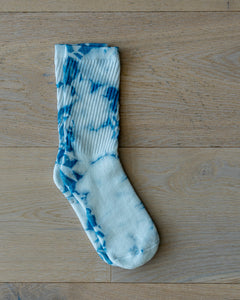 "Partly Cloudy" Indigo Crew Sock